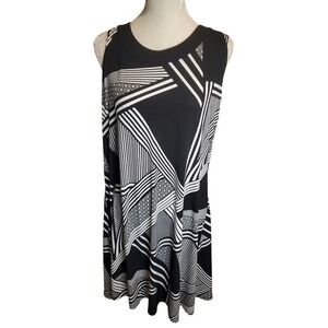 NWT Easywear Chico's Sleeveless‎ Stretchy Print Ink Road Knee Midi Dress XL